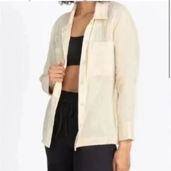 Calme by Johnny Was Button Down Shirt Shacket Double Pocket Top Size Small NWT - Picture 2 of 7